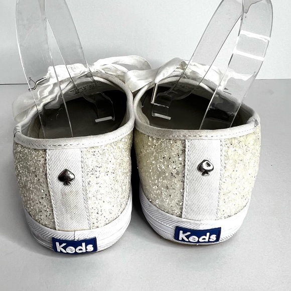 Keds X Kate Spade White Glitter Champion Lace-Up Sneakers Wedding Prom Sz 11 - Picture 2 of 8